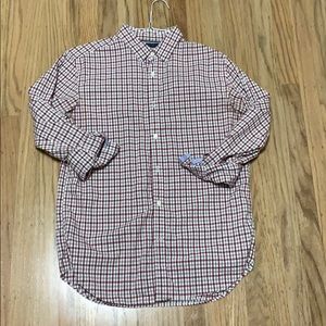 Long sleeve button down burgundy and grey medium